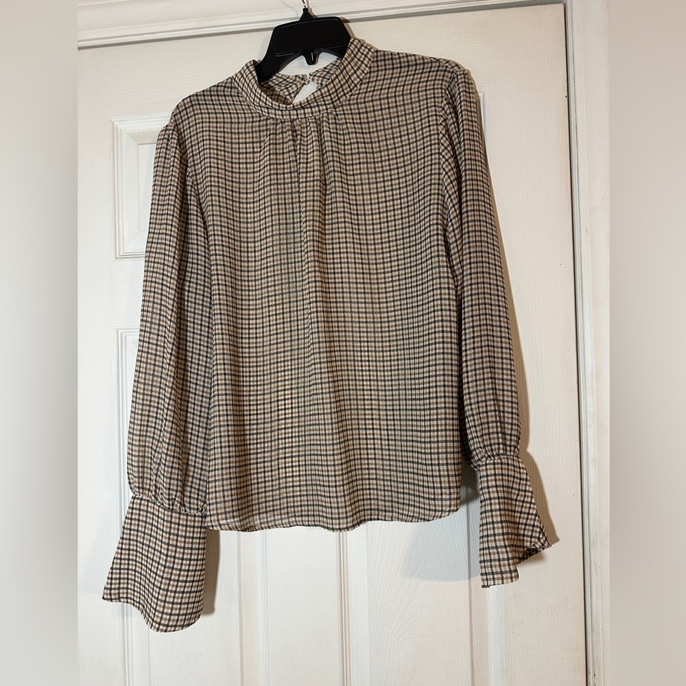 A new day sheer long sleeve blouse size large.
